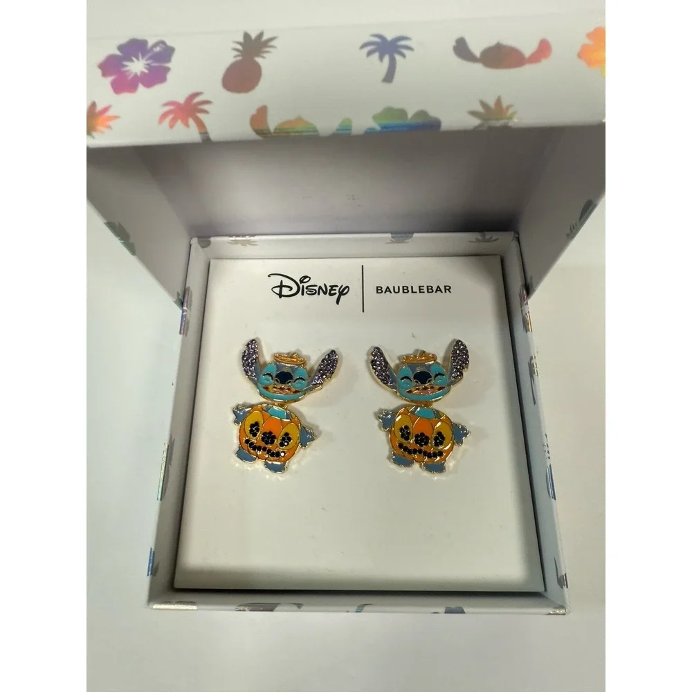Disney Baublebar Stitch Halloween Pumpkin Earrings New in Box